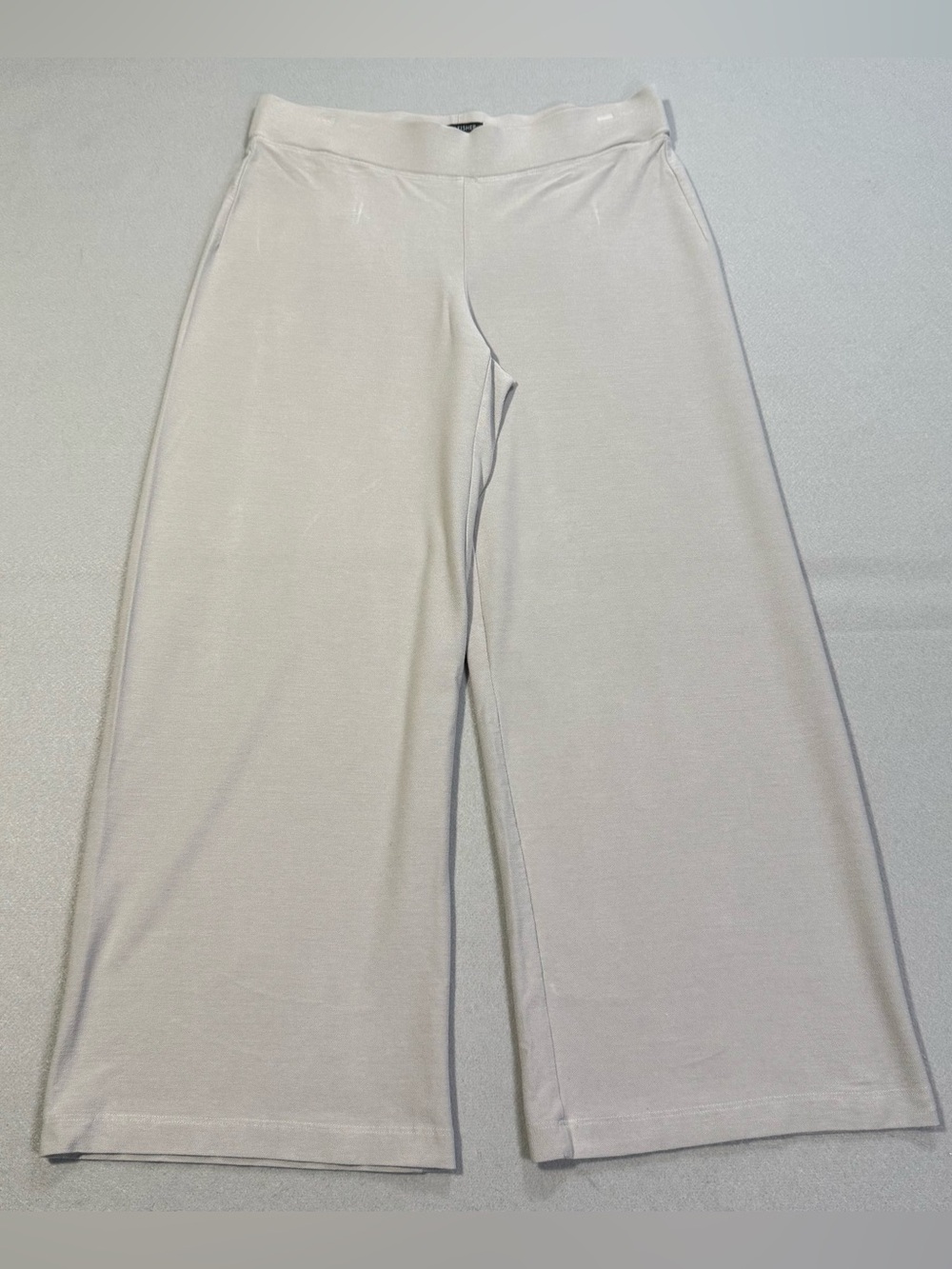 Eileen Fisher Womens Small Wide Leg Pull On Knit Pants Gray Stretch Casual S